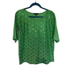 Notations Top Knit Sequined S/S Casual, Party, Office Womans 1X